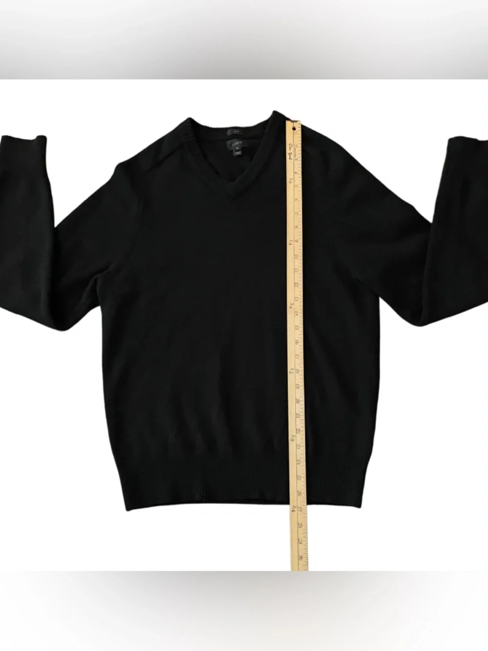 J.Crew Black 100% Lambswool Sweater Size M Slim Fit (Fits Small) V-Neck Classic